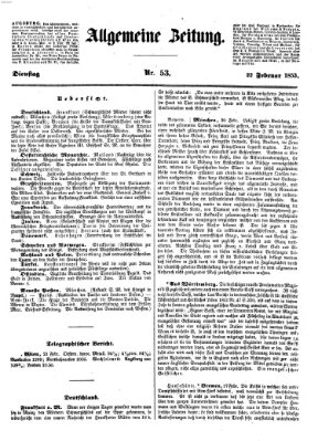 Allgemeine Zeitung Dienstag 22. Februar 1853