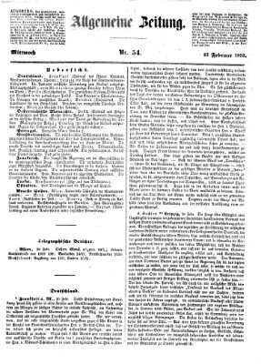 Allgemeine Zeitung Mittwoch 23. Februar 1853