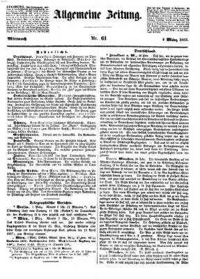 Allgemeine Zeitung Mittwoch 2. März 1853