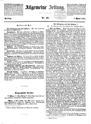 Allgemeine Zeitung Freitag 1. April 1853