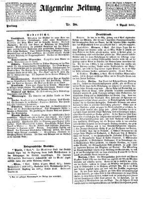 Allgemeine Zeitung Freitag 8. April 1853