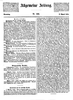 Allgemeine Zeitung Sonntag 10. April 1853