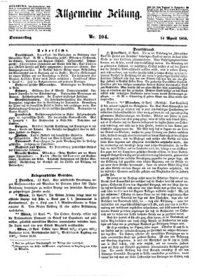 Allgemeine Zeitung Donnerstag 14. April 1853