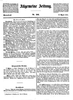 Allgemeine Zeitung Samstag 16. April 1853