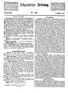 Allgemeine Zeitung Donnerstag 28. April 1853