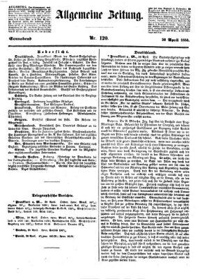 Allgemeine Zeitung Samstag 30. April 1853