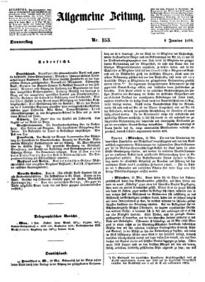 Allgemeine Zeitung Donnerstag 2. Juni 1853