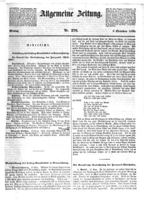 Allgemeine Zeitung Montag 3. Oktober 1853