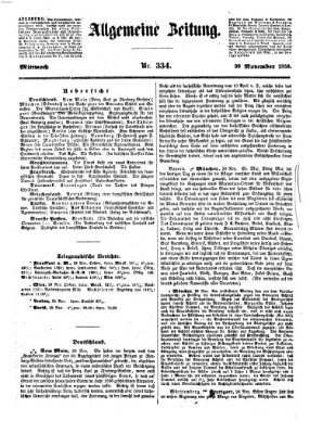 Allgemeine Zeitung Mittwoch 30. November 1853