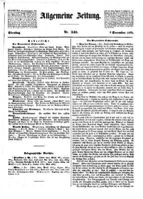 Allgemeine Zeitung Dienstag 6. Dezember 1853