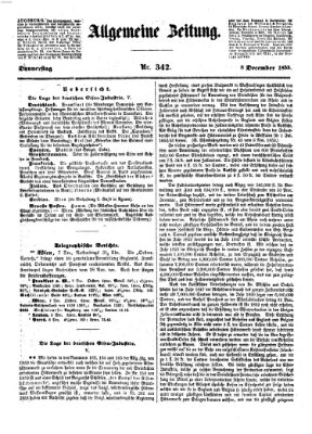 Allgemeine Zeitung Donnerstag 8. Dezember 1853