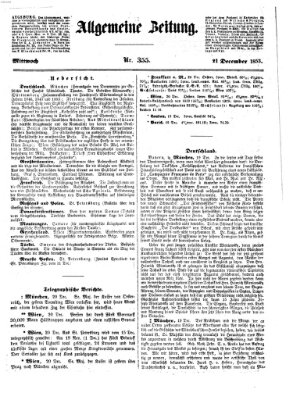 Allgemeine Zeitung Mittwoch 21. Dezember 1853