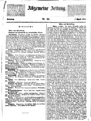 Allgemeine Zeitung Sonntag 2. April 1854