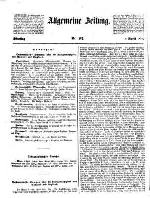 Allgemeine Zeitung Dienstag 4. April 1854