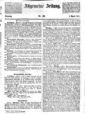 Allgemeine Zeitung Sonntag 9. April 1854