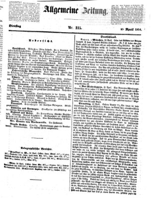 Allgemeine Zeitung Dienstag 25. April 1854