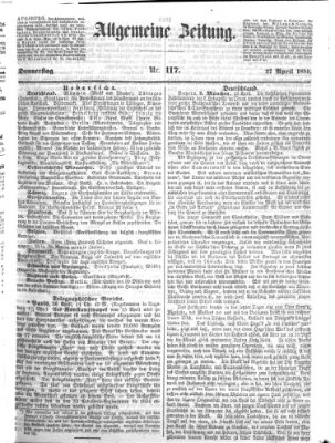 Allgemeine Zeitung Donnerstag 27. April 1854