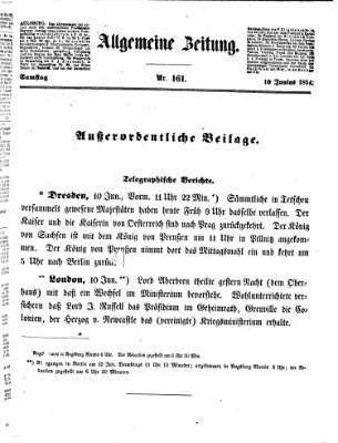 Allgemeine Zeitung Samstag 10. Juni 1854