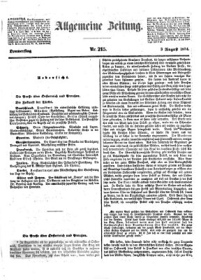 Allgemeine Zeitung Donnerstag 3. August 1854