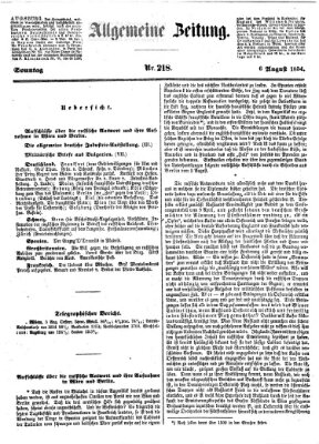 Allgemeine Zeitung Sonntag 6. August 1854