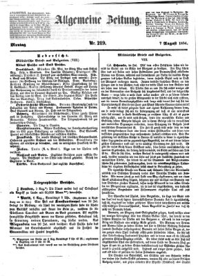 Allgemeine Zeitung Montag 7. August 1854