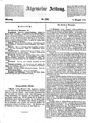 Allgemeine Zeitung Montag 14. August 1854