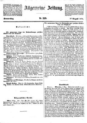 Allgemeine Zeitung Donnerstag 17. August 1854