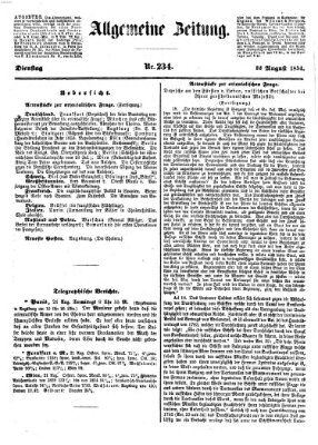 Allgemeine Zeitung Dienstag 22. August 1854