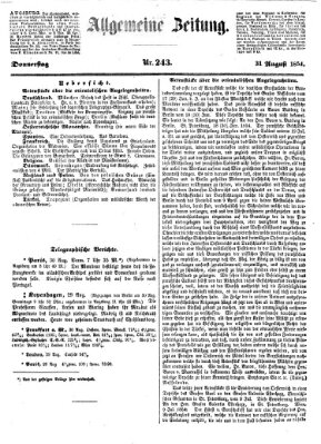 Allgemeine Zeitung Donnerstag 31. August 1854