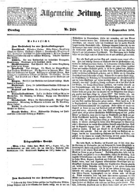 Allgemeine Zeitung Dienstag 5. September 1854