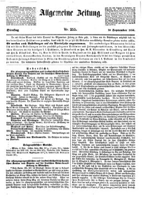 Allgemeine Zeitung Dienstag 12. September 1854