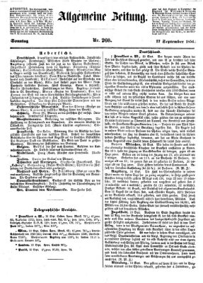 Allgemeine Zeitung Sonntag 17. September 1854