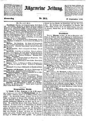 Allgemeine Zeitung Donnerstag 21. September 1854