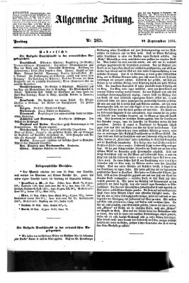 Allgemeine Zeitung Freitag 22. September 1854