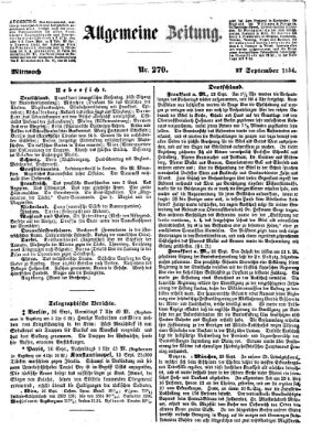 Allgemeine Zeitung Mittwoch 27. September 1854