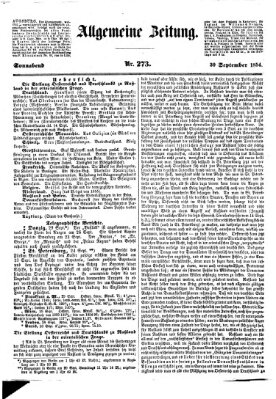 Allgemeine Zeitung Samstag 30. September 1854