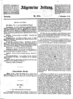 Allgemeine Zeitung Sonntag 1. Oktober 1854