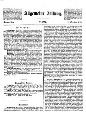 Allgemeine Zeitung Donnerstag 19. Oktober 1854