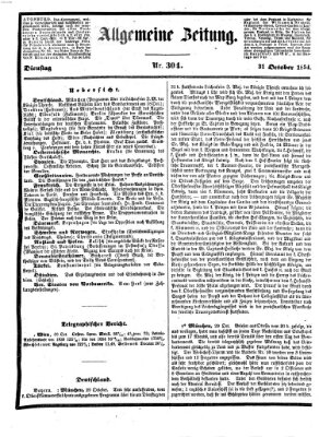 Allgemeine Zeitung Dienstag 31. Oktober 1854