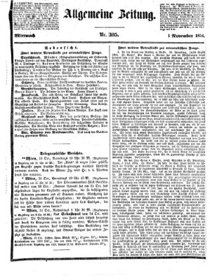 Allgemeine Zeitung Mittwoch 1. November 1854