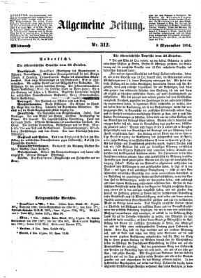 Allgemeine Zeitung Mittwoch 8. November 1854