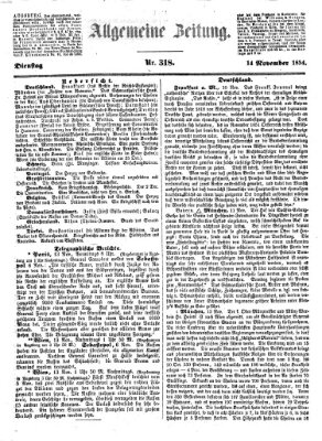 Allgemeine Zeitung Dienstag 14. November 1854