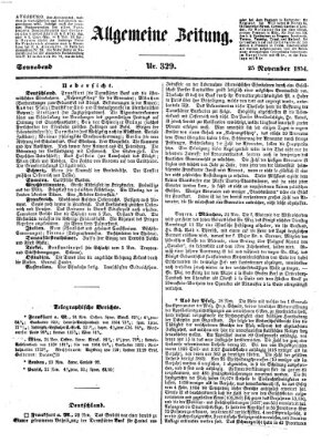 Allgemeine Zeitung Samstag 25. November 1854