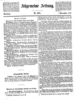 Allgemeine Zeitung Sonntag 3. Dezember 1854