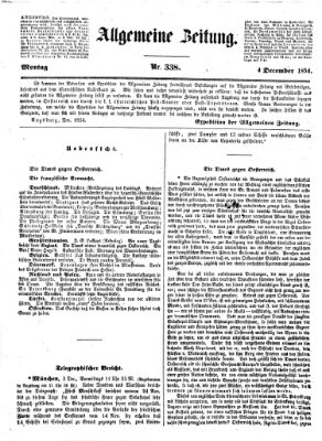 Allgemeine Zeitung Montag 4. Dezember 1854