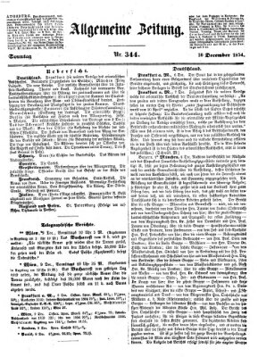 Allgemeine Zeitung Sonntag 10. Dezember 1854