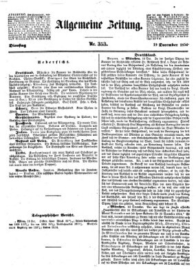 Allgemeine Zeitung Dienstag 19. Dezember 1854