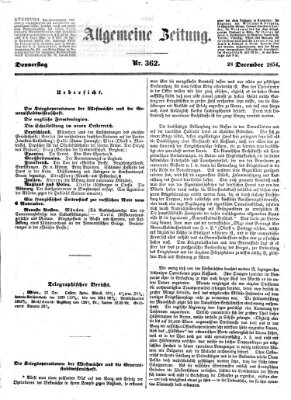 Allgemeine Zeitung Donnerstag 28. Dezember 1854