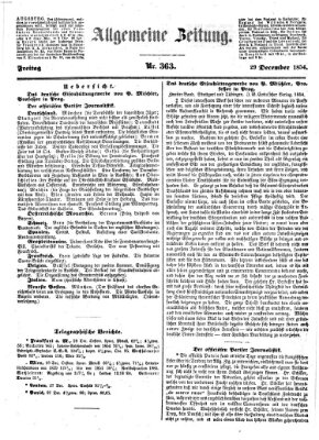 Allgemeine Zeitung Freitag 29. Dezember 1854