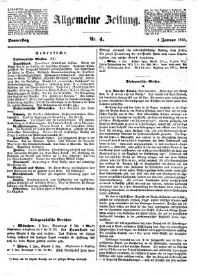 Allgemeine Zeitung Donnerstag 4. Januar 1855